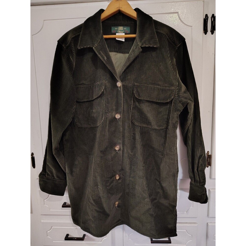 Orvis Large  Corduroy Long Sleeve Button-Front Shirt Top Green Shacket